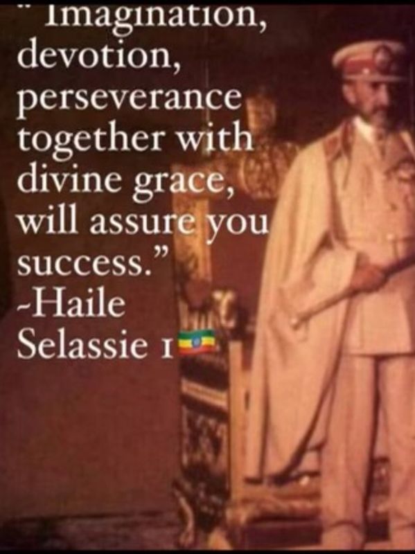 Quote by Haile Selassie I with a portrait of him.