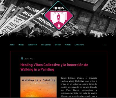 Webpage about Healing Vibes Collective and Walking in a Painting.