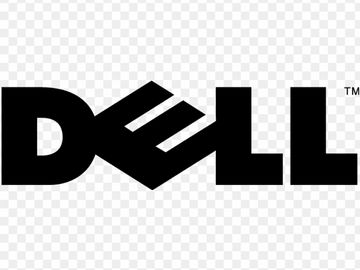 Black and white Dell logo with tilted 'E'.