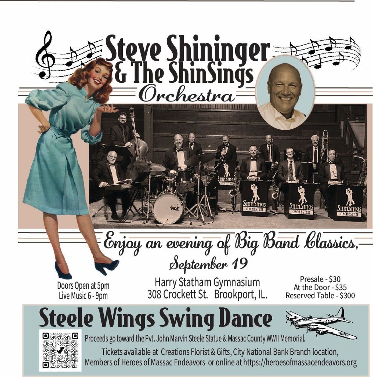 Poster for Steve Shininger & The ShinSings Orchestra event on September 19.