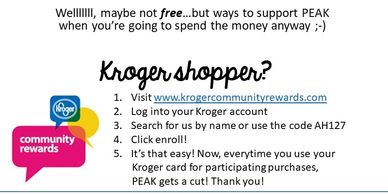This image displays text which lists how to link an individual's Kroger card to PEAK.