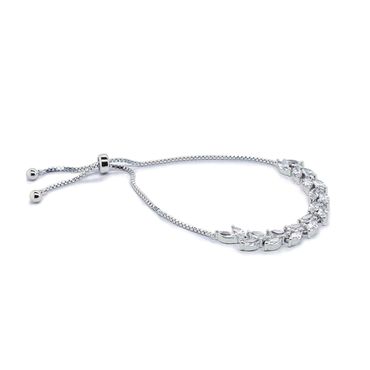 Rhodium silver and crystal leaf design bracelet