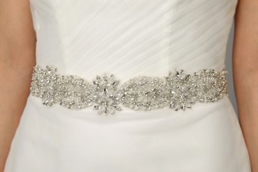 Silver, crystal and pearl beaded belt