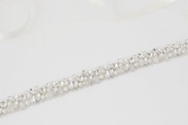 Silver, crystal and pearl beaded belt