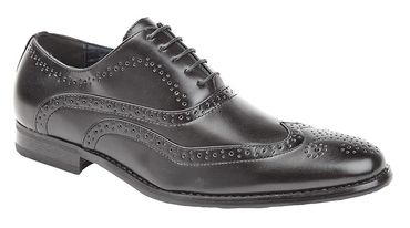 Black PU
5 Eye Brogue Oxford Shoe
Leather Quarter Lining & ½ Sock
Resin Sole