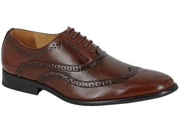 Brown PU
5 Eye Brogue Oxford Shoe
Leather Quarter Lining & ½ Sock
Resin Sole