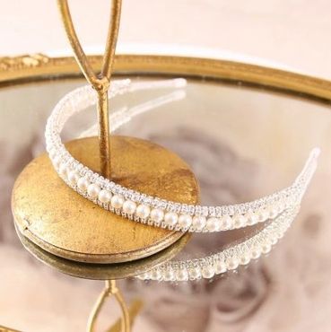 Silver, crystal and pearl headband