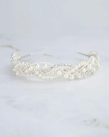 Silver, crystal and ivory pearl tiara