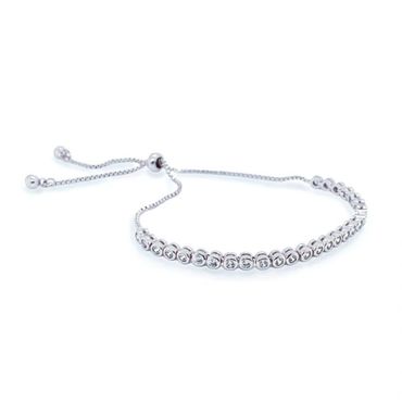 Silver and crystal delicate bracelet with adjustable fastener