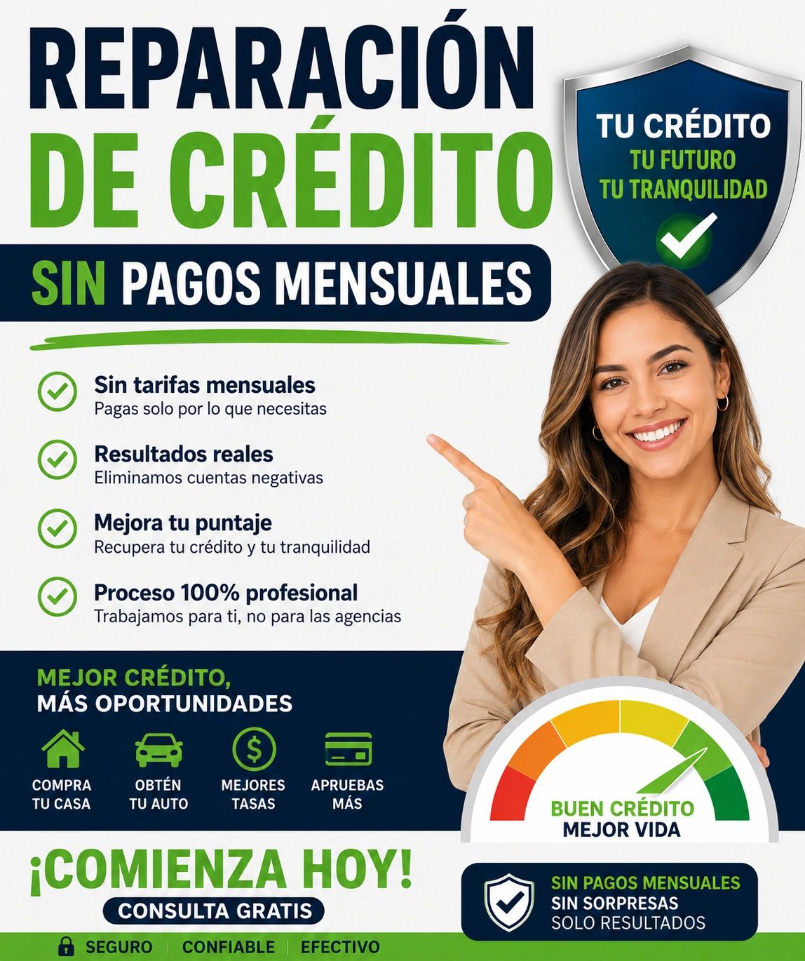 Reparación de crédito sin pagos mensuales.