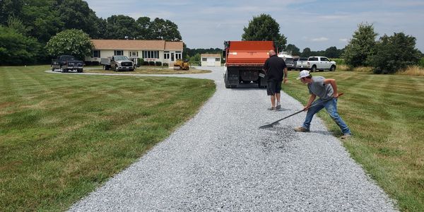 Gravel driveway grading by Peake Contracting, LLC on Maryland's Eastern Shore