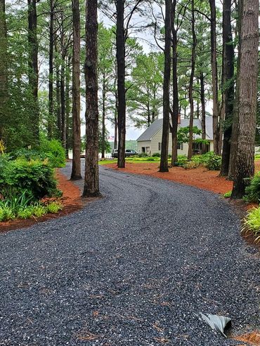 Graded driveway with Blue Stone.
