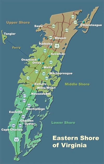Map of The Eastern Shore of Virginia