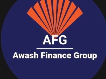 Logo of Awash Finance Group with orange and white design.