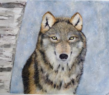 Original watercolor painting on paper, mounted on cradled panel