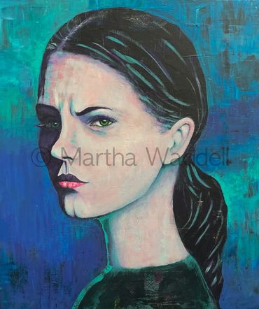 Original acrylic painting on canvas, float frame