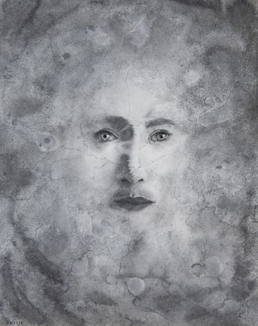 Original liquid graphite painting on archival cotton rag paper, framed