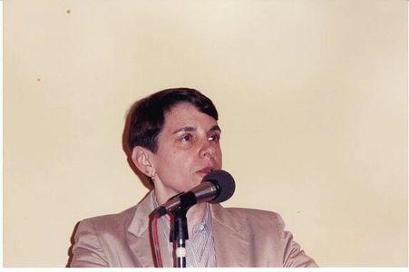 Karla Jay at speaking engagement.