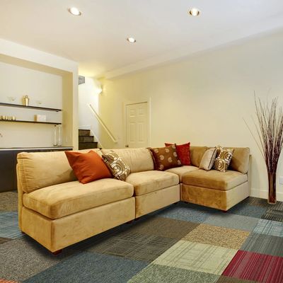 Assorted Peel and Stick Carpet Tile in many shapes and sizes