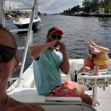 Family relaxing on intercostal cruise