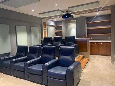 Home Theater, custom design, acoustic panels, theater charis, 