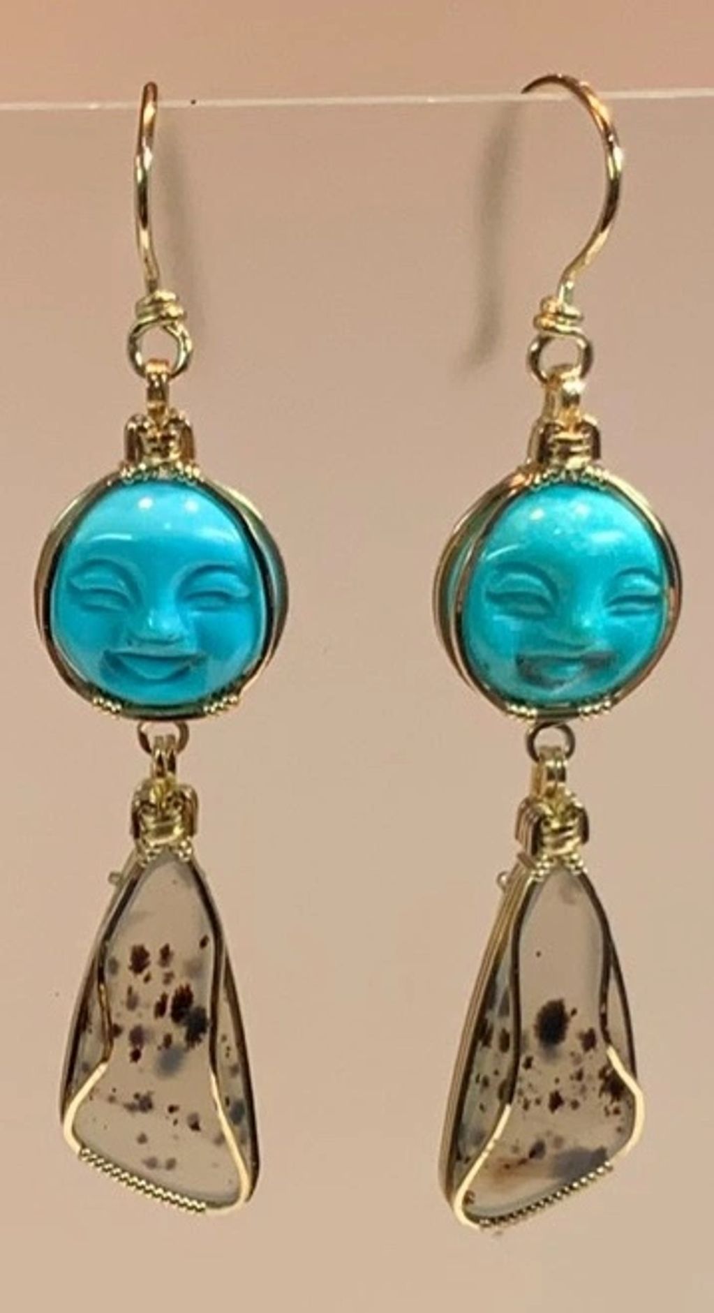 Turquoise carved face w/ Montana agate