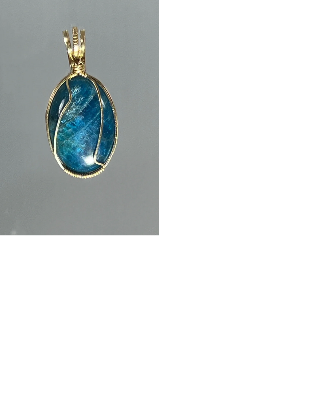 Deep blue Apatite gold-filled wire wrapped pendant