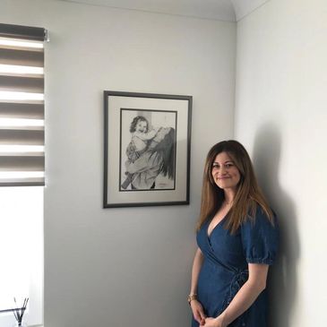 Framed Pencil Sketch on wall.