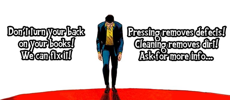 Comic Book Pressing removes defects. Cleaning removes Dirt. Fix your comics.