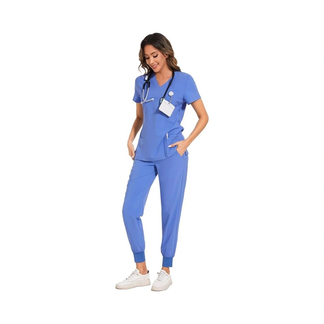 Elevate your workwear with Cozyfit scrubs. Designed for healthcare pros, this set offers 8 pockets,