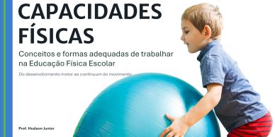 Child playing with a large blue exercise ball for physical education.