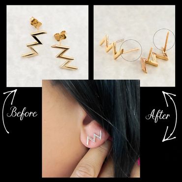 Simply added a second post to have a custom fit for ear and to create a whole new look! 