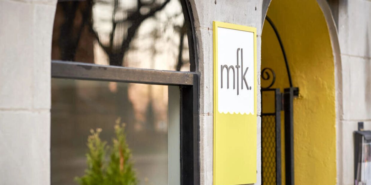 Photograph of the exterior of mfk. restaurant in Chicago.