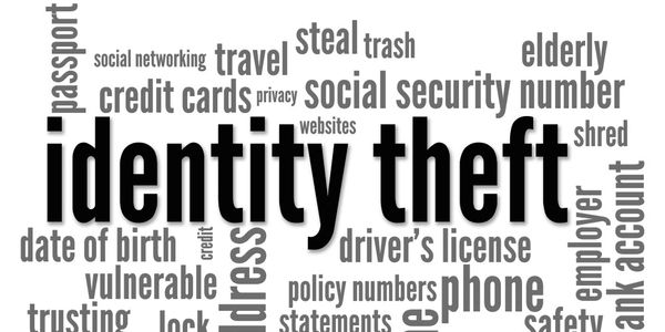 Words art that list different types of identity theft.