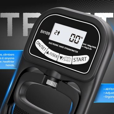 Electronic hand dynamometer for measuring grip strength with adjustable resistance.