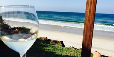 relax with wine on the beach