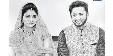 Couple engagement sketch art