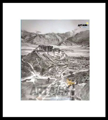 Potala Palace Lhasa Tibet pencil art