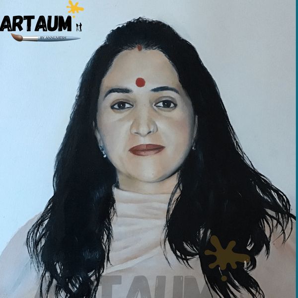 Oil color painting of beautiful Indian woman