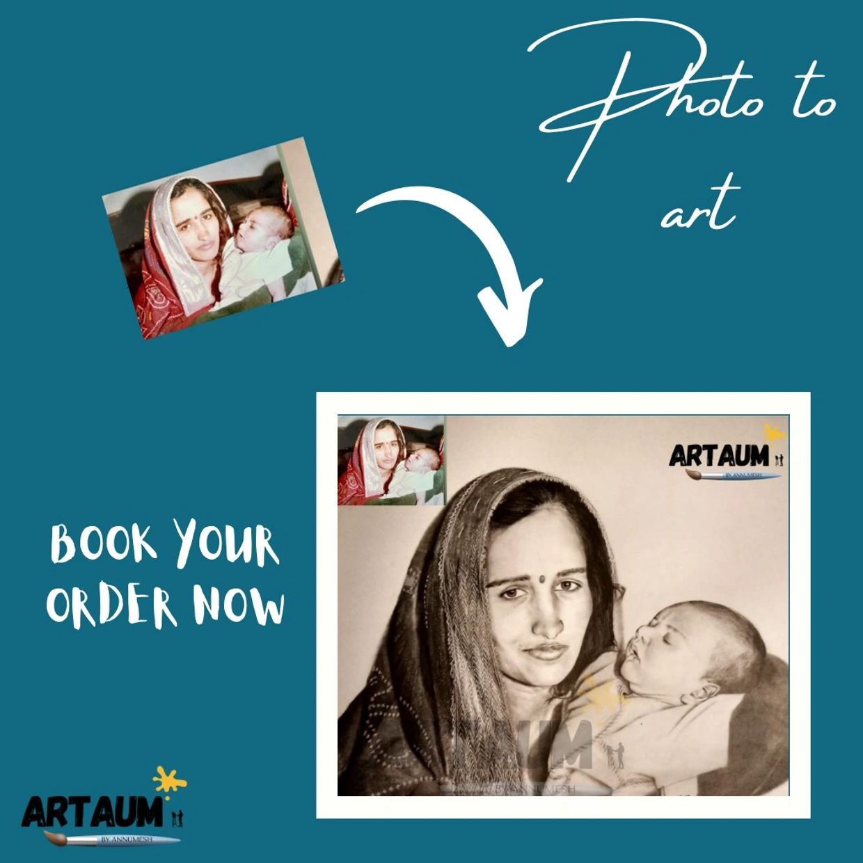 Handmade illustration of an indian mother