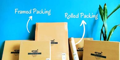 Framed and rolled packing of art boxes
