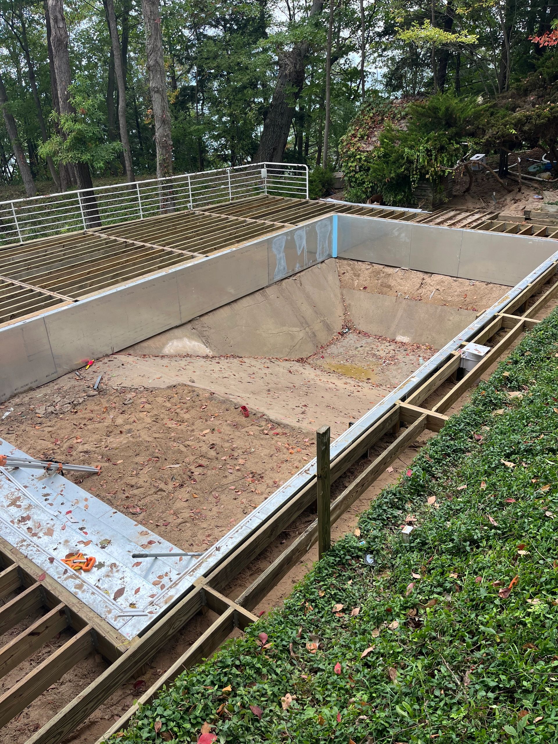 Custom in-ground pool construction phase by Lake Effect Pools, Southwest Michigan