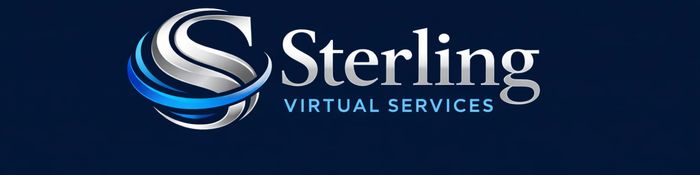 Sterling Virtual Services logo with a sleek S design on a dark background.