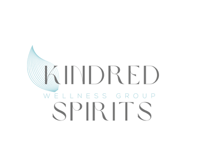 Logo for Kindred Spirits Wellness Group with a blue leaf design.