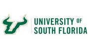 A logo in green gold and white with the image of a bull and University of South Florida next to it.