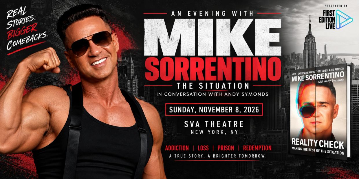 Event poster for Mike Sorrentino's evening and book on addiction and redemption.