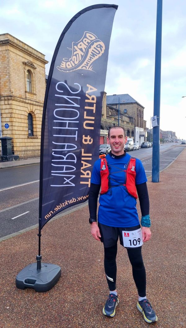 The finish line at the Darkside Running Full Sunrise 83 mile winter ultra marathon.