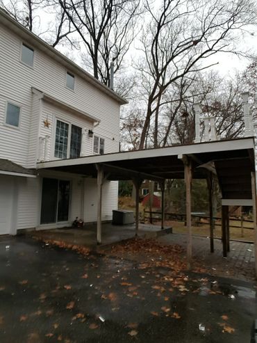 Old desk being demolished to make way for a new living room addition.