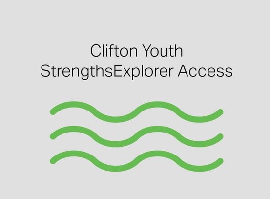 Clifton Youth StrengthsExplorer Access logo with green wavy lines.