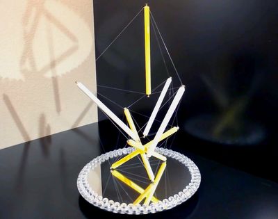 A Small 7-Member Yellow and White Tensegrity Structure